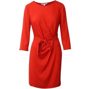 Diane Von Furstenberg Zoe Wrap Style Dress In Red Silk Sz 6 GUC